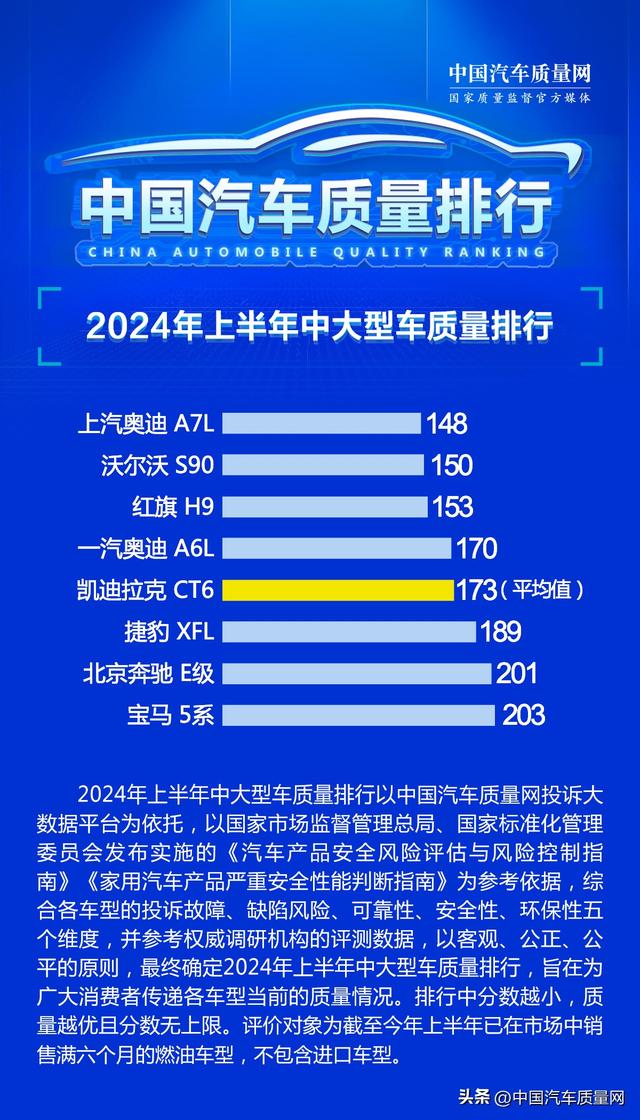 2024年上半年中大型车质量排行